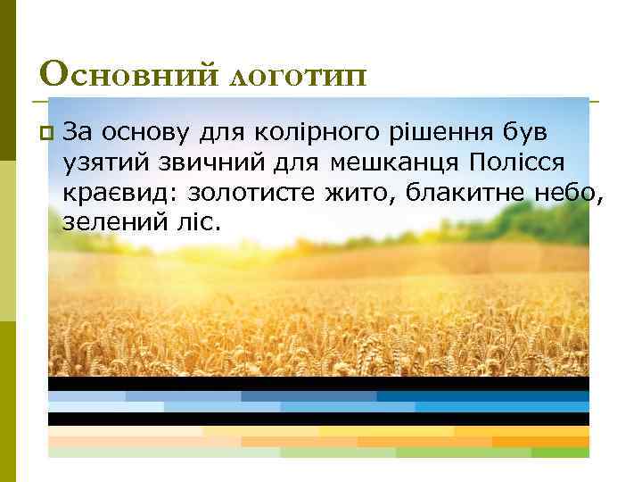 Основний логотип p За основу для колірного рішення був узятий звичний для мешканця Полісся