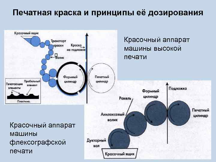 Печатная краска и принципы её дозирования Красочный аппарат машины высокой печати Красочный аппарат машины