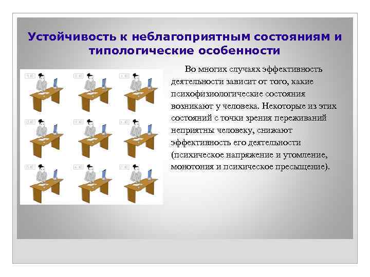 Устойчивость к неблагоприятным состояниям и типологические особенности Во многих случаях эффективность деятельности зависит от