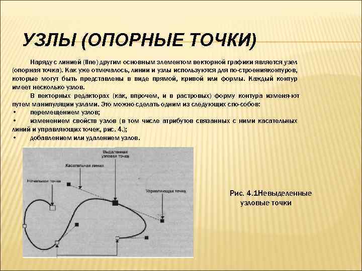 Понятие линии узла сегмента контура векторного изображения