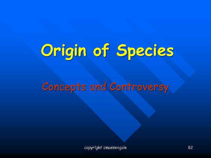 Origin of Species Concepts and Controversy copyright cmassengale 62 
