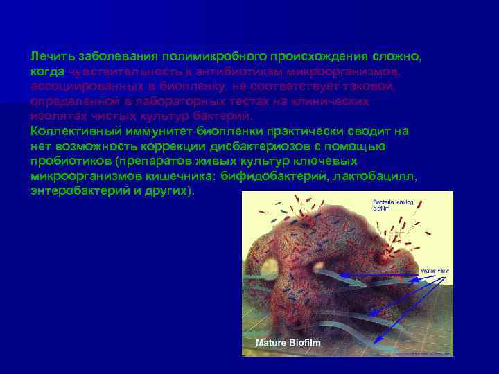 Лечить заболевания полимикробного происхождения сложно, когда чувствительность к антибиотикам микроорганизмов, ассоциированных в биопленку, не