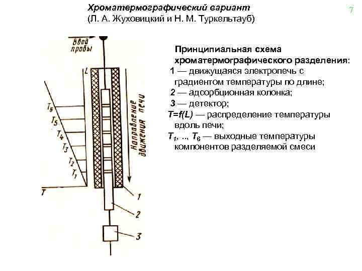 Хроматермографический вариант (Л. А. Жуховицкий и Н. М. Туркельтауб) 7 Принципиальная схема хроматермографического разделения: