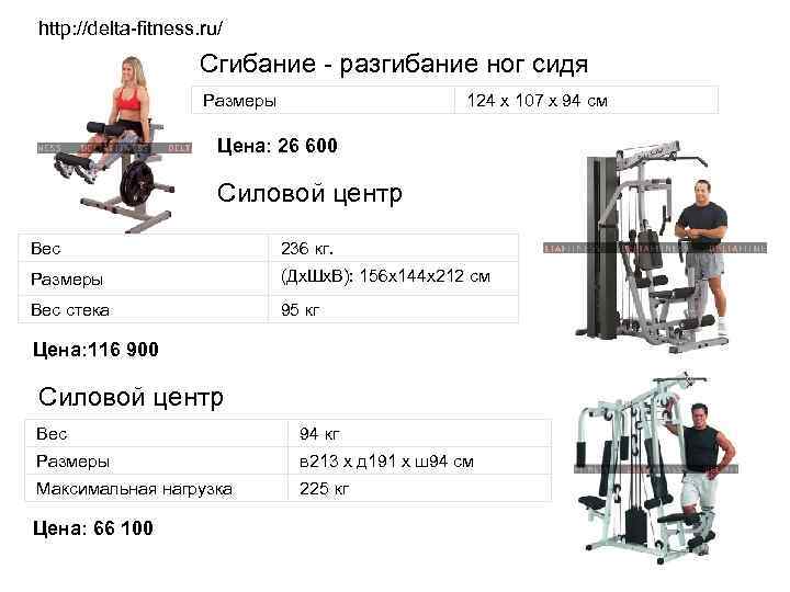 http: //delta-fitness. ru/ Сгибание - разгибание ног сидя 124 х 107 х 94 см