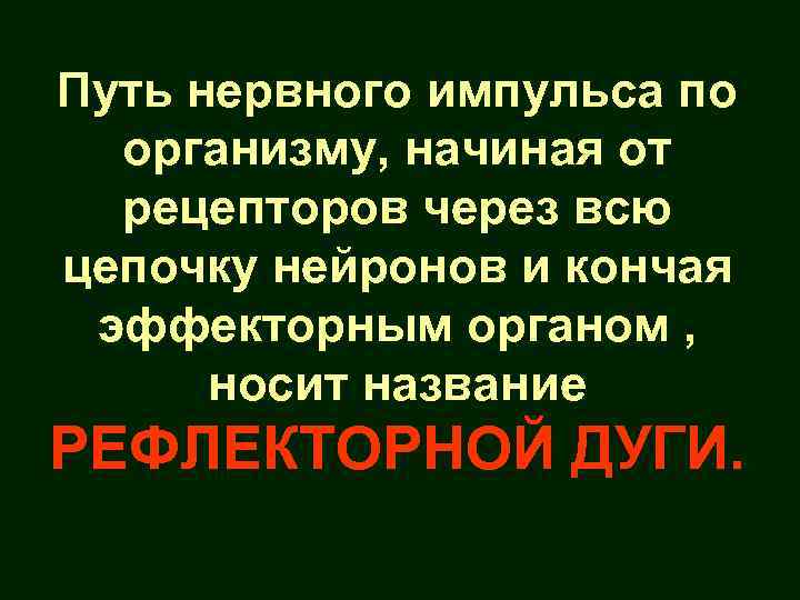 Путь нервного импульса по организму, начиная от рецепторов через всю цепочку нейронов и кончая