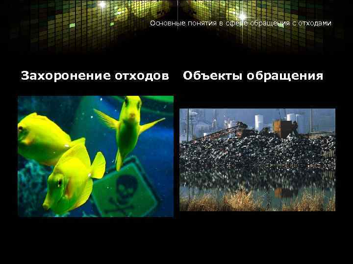 Основные понятия в сфере обращения с отходами Захоронение отходов Объекты обращения 