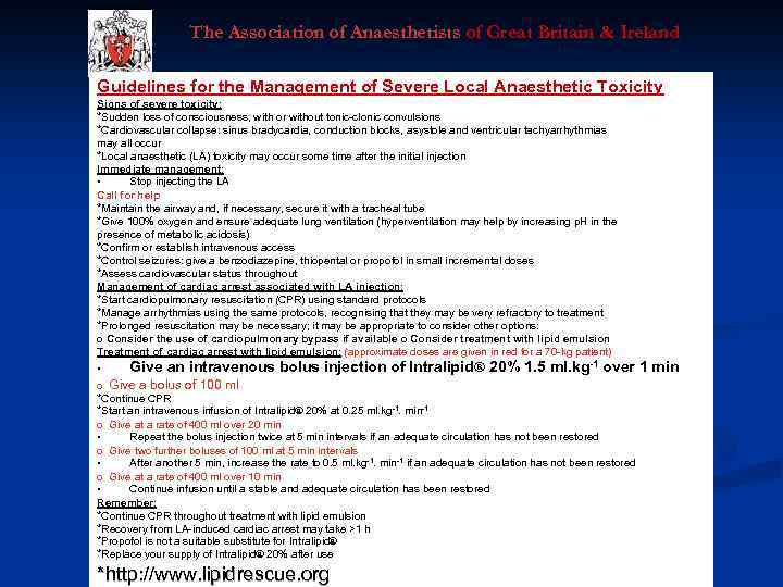 The Association of Anaesthetists of Great Britain & Ireland Guidelines for the Management of