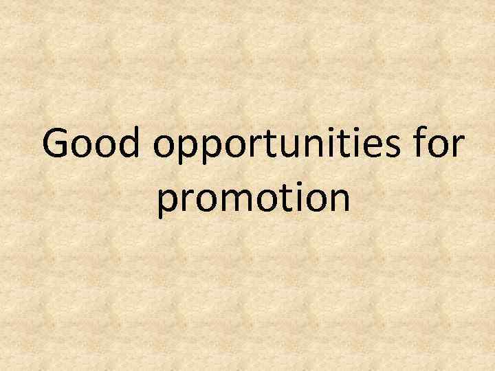 Good opportunities for promotion 