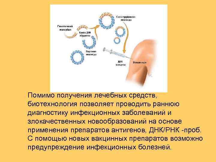 Помимо получения лечебных средств, биотехнология позволяет проводить раннюю диагностику инфекционных заболеваний и злокачественных новообразований
