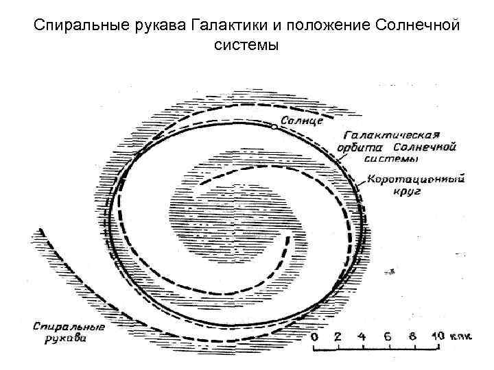 Спиральные рукава Галактики и положение Солнечной системы 