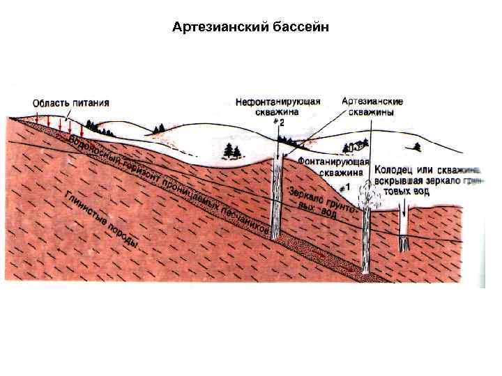 Схема артезианского бассейна