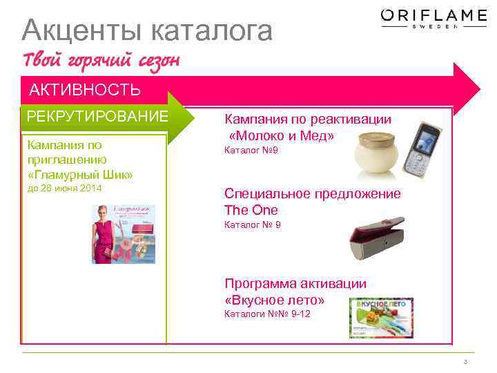 Акценты каталога АКТИВНОСТЬ РЕКРУТИРОВАНИЕ Кампания по приглашению «Гламурный Шик» до 28 июня 2014 Кампания