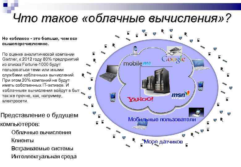 Что такое «облачные вычисления» ? Но «облако» - это больше, чем все вышеперечисленное. По