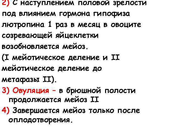 2) С наступлением половой зрелости под влиянием гормона гипофиза лютропина 1 раз в месяц
