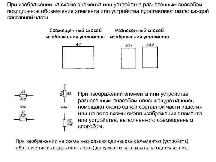 Позиционные обозначения размещают на схеме следующим образом