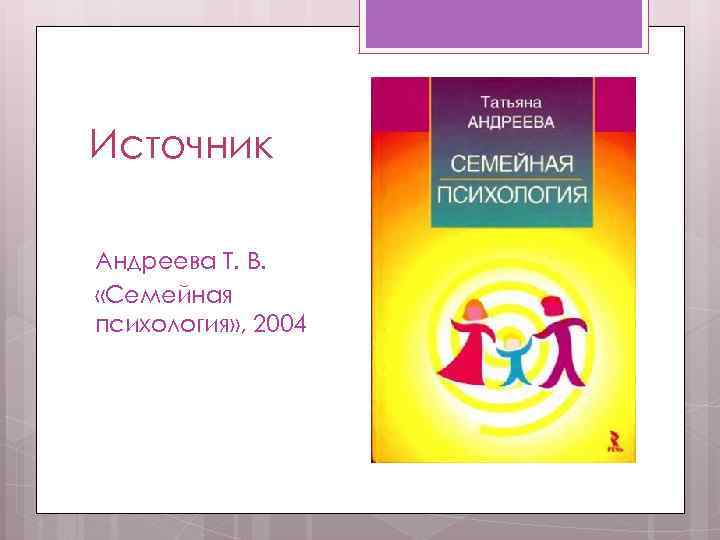 Источник Андреева Т. В. «Семейная психология» , 2004 