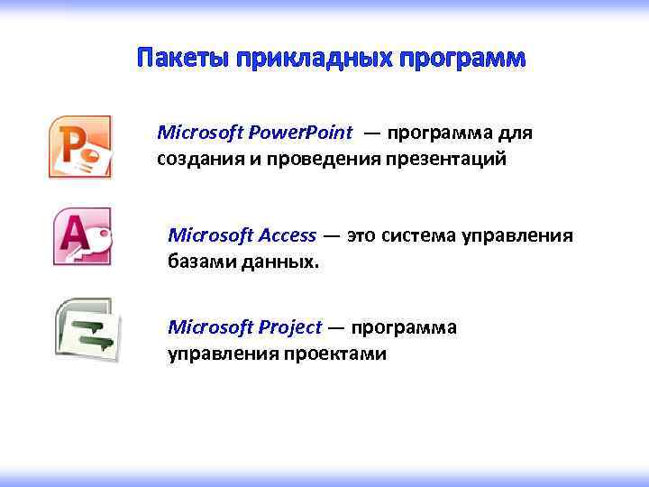 Пакеты прикладных программ Microsoft Power. Point — программа для создания и проведения презентаций Microsoft