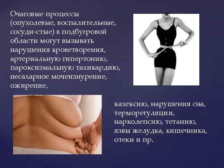 Очаговые процессы (опухолевые, воспалительные, сосуди стые) в подбугровой области могут вызывать нарушения кроветворения, артериальную