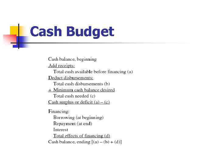 Cash Budget 