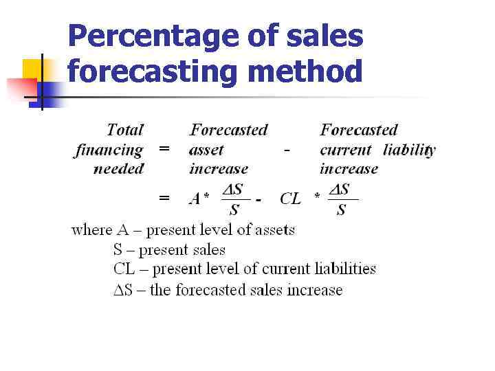 Percentage of sales forecasting method 