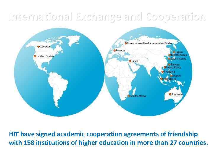 International Exchange and Cooperation HIT have signed academic cooperation agreements of friendship with 158