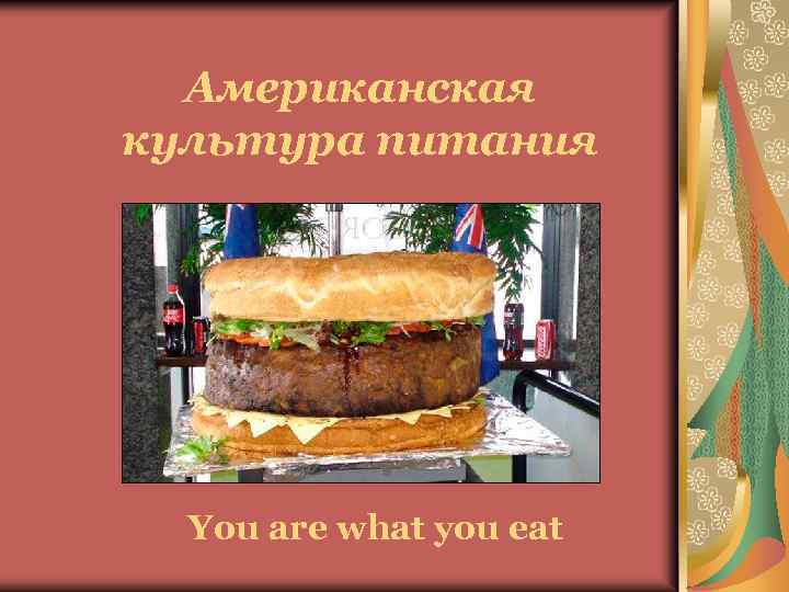 Американская культура питания You are what you eat 