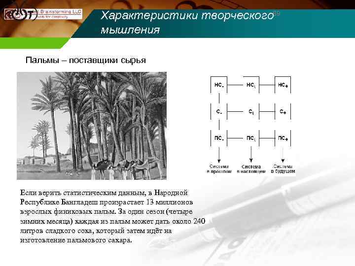 Характеристики творческого 89 мышления Пальмы – поставщики сырья Если верить статистическим данным, в Народной