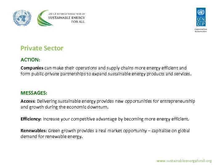 Private Sector ACTION: Companies can make their operations and supply chains more energy efficient
