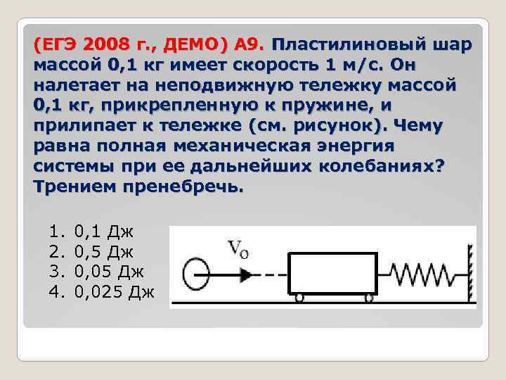 (ЕГЭ 2008 г. , ДЕМО) А 9. Пластилиновый шар массой 0, 1 кг имеет