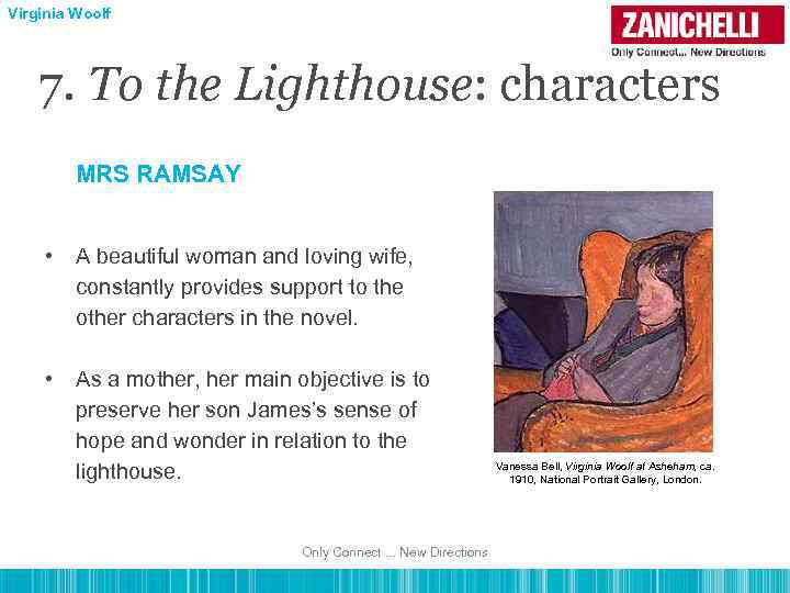 Virginia Woolf 7. To the Lighthouse: characters MRS RAMSAY • A beautiful woman and