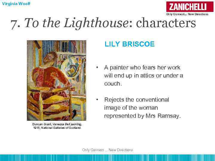 Virginia Woolf 7. To the Lighthouse: characters LILY BRISCOE • A painter who fears