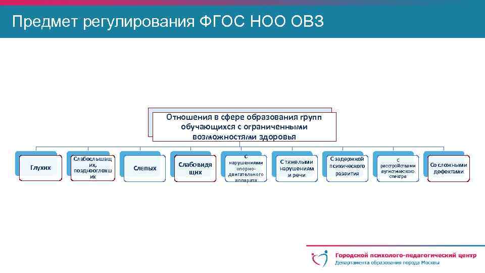 Предмет регулирования ФГОС НОО ОВЗ Отношения в сфере образования групп обучающихся с ограниченными возможностями