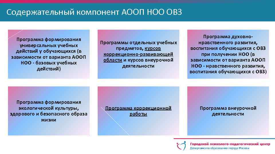 Содержательный компонент АООП НОО ОВЗ Программа формирования универсальных учебных действий у обучающихся (в зависимости