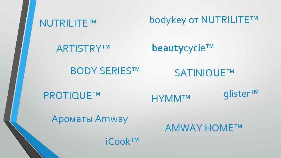 bodykey от NUTRILITE™ ARTISTRY™ BODY SERIES™ PROTIQUE™ beautycycle™ SATINIQUE™ HYMM™ Ароматы Amway i. Cook™