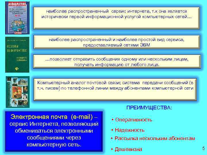наиболее распространенный сервис интернета, т. к она является исторически первой информационной услугой компьютерных сетей…