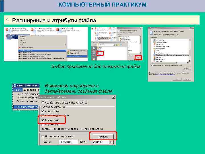 КОМПЬЮТЕРНЫЙ ПРАКТИКУМ 1. Расширение и атрибуты файла Выбор приложения для открытия файла Изменение атрибутов