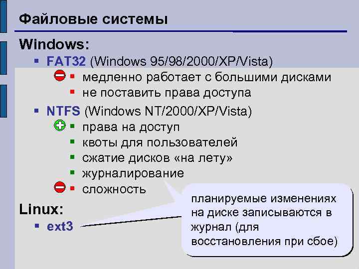 Файловые системы Windows: FAT 32 (Windows 95/98/2000/XP/Vista) медленно работает с большими дисками не поставить