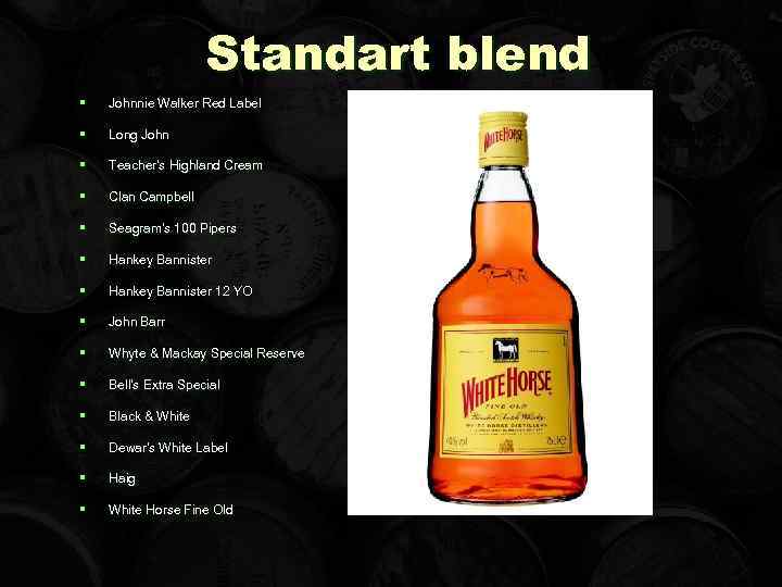 Standart blend § Johnnie Walker Red Label § Long John § Teacher's Highland Cream
