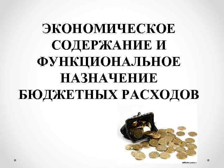 ЭКОНОМИЧЕСКОЕ СОДЕРЖАНИЕ И ФУНКЦИОНАЛЬНОЕ НАЗНАЧЕНИЕ БЮДЖЕТНЫХ РАСХОДОВ 