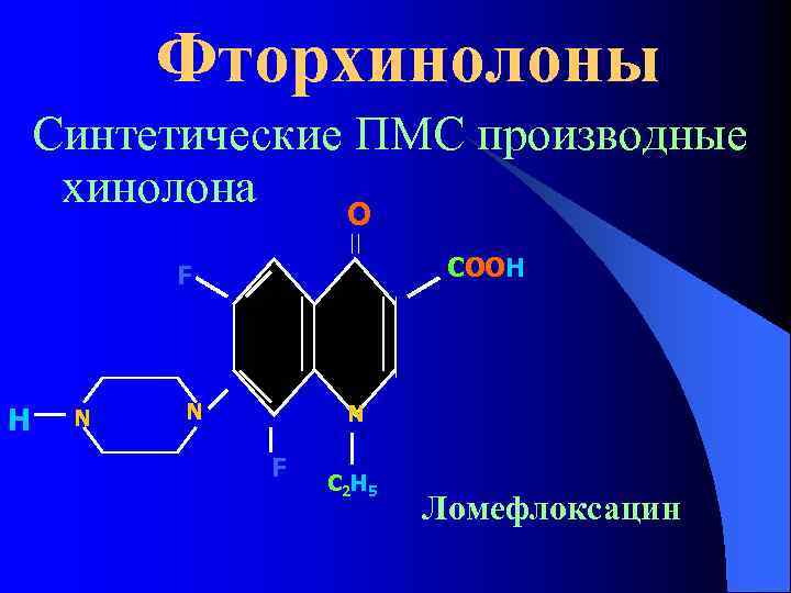 Фторхинолоны Синтетические ПМС производные хинолона O COOH F H N N N F C