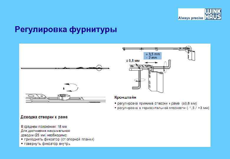 Регулировка фурнитуры 