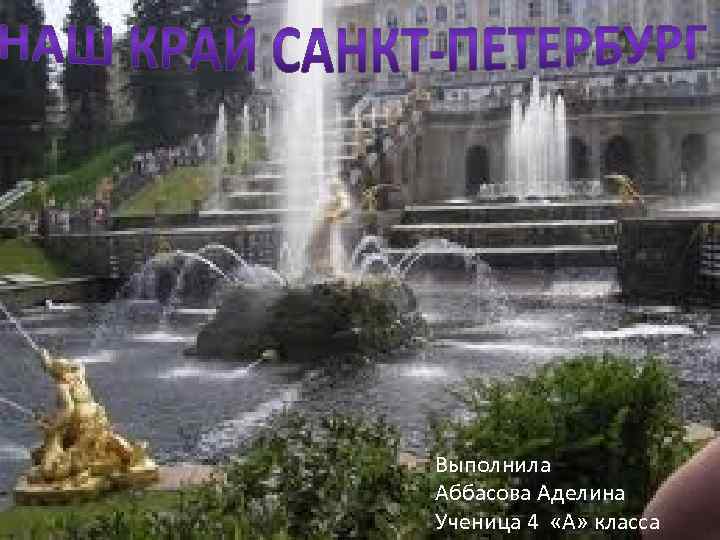 Выполнила Аббасова Аделина Ученица 4 «А» класса 