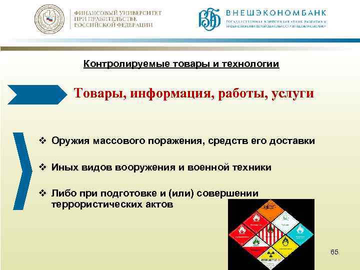 Контролируемые товары и технологии Товары, информация, работы, услуги v Оружия массового поражения, средств его