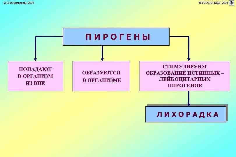 © П. Ф. Литвицкий, 2004 © ГЭОТАР-МЕД, 2004 ПИРОГЕНЫ ПОПАДАЮТ В ОРГАНИЗМ ИЗ ВНЕ