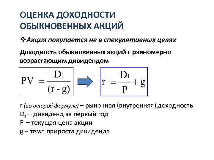 Показатели акций