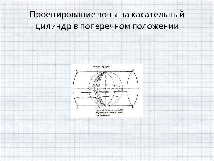 Проецирование зоны на касательный цилиндр в поперечном положении 