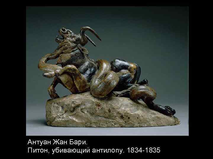 Антуан Жан Бари. Питон, убивающий антилопу. 1834 -1835 