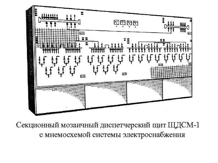 Секционный мозаичный диспетчерский щит ЩДСМ-1 с мнемосхемой системы электроснабжения 