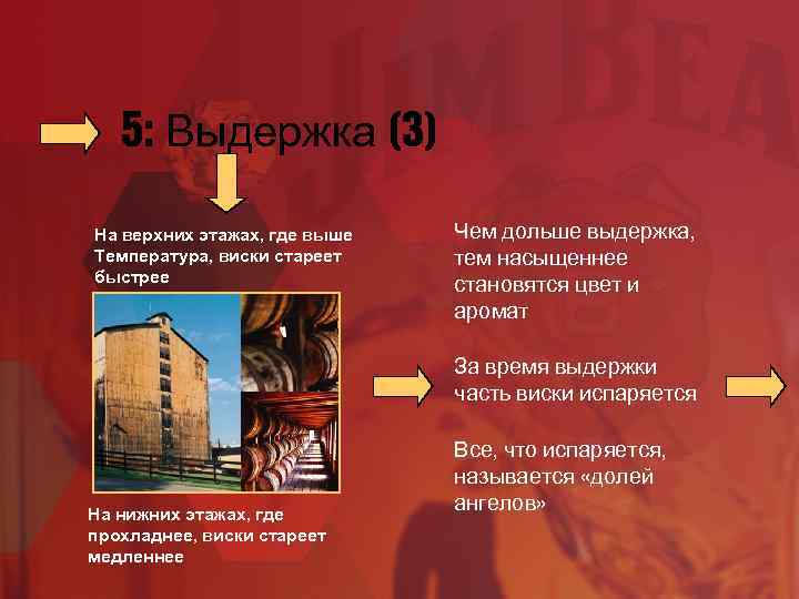 5: Выдержка (3) На верхних этажах, где выше Температура, виски стареет быстрее Чем дольше