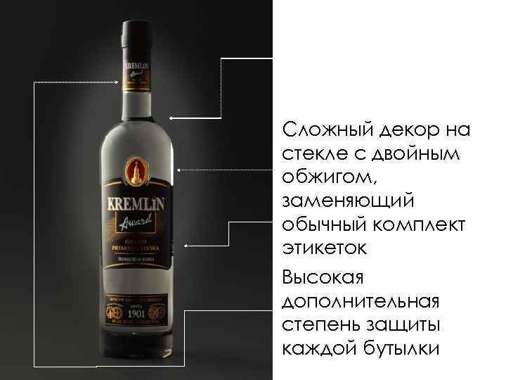 Сложный декор на стекле с двойным обжигом, заменяющий обычный комплект этикеток Высокая дополнительная степень